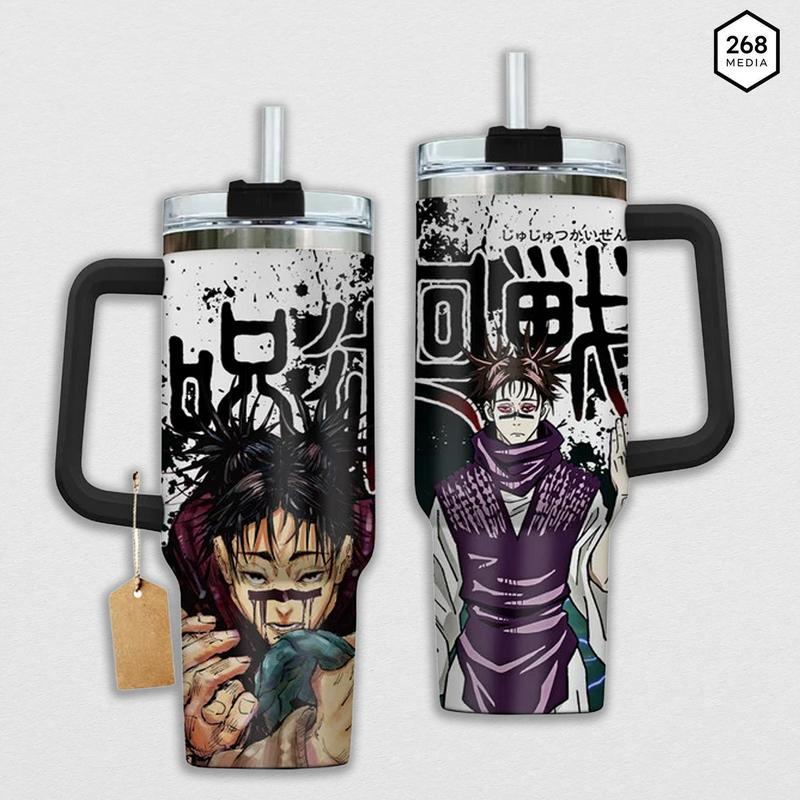 Jujutsu Kaisen Choso Cursed Womb Graphic Insulated Tumbler With Handle Double Printed Travel Mug 20oz 40oz Stainless Steel Cup Gift For Anime Fan