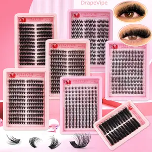216PCS Self-Adhesive DIY Lash Clusters, C Curl Segmented Eyelash Extensions, 3-Step Easy Application, Lightweight Comfortable, Natural Voluminous Look, Ideal for Daily Makeup & Wedding