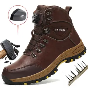 Work Boots Indestructible Safety Shoes Men Steel Toe Shoes Puncture-Proof Sneakers Non Slip Work Shoes New Fashion Rotary Buckle Protective Boots Construction Work Shoes