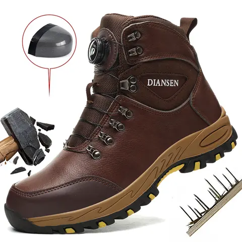 Men's Steel Toe Work Boots - Closed Mesh Minimalist Athletic Fabric Footwear for Workers, Indestructible, Puncture-Proof, Non-Slip, Breathable Antimicrobial Casual All-Seasons Walking Shoes with Rotary Buckle,outdoorfun