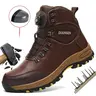 Men's Steel Toe Work Boots - Closed Mesh Minimalist Athletic Fabric Footwear for Workers, Indestructible, Puncture-Proof, Non-Slip, Breathable Antimicrobial Casual All-Seasons Walking Shoes with Rotary Buckle,outdoorfun