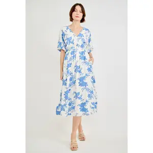Empire Waist Printed Midi Dress