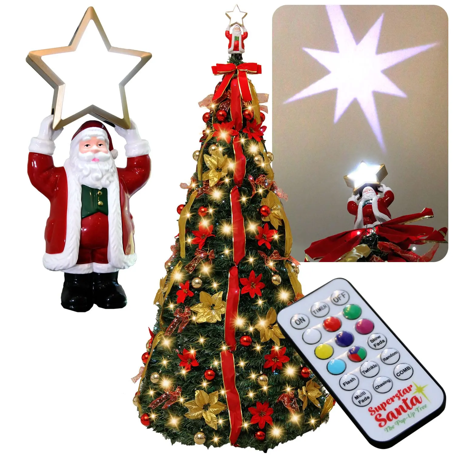 Superstar Santa Pop-Up Christmas Tree by Star Shower Superstar Santa Pop-Up Christmas Tree by Star Shower