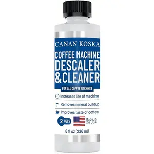 CANAN KOSKA Coffee Machine Descaler 8 oz – Universal Descaling Solution for All Coffee Makers Drip Machines – Removes Limescale Calcium Buildup – 2 Uses (1, 8 Fl Oz (Pack of 1))
