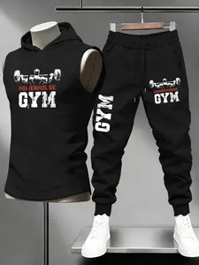 Men's Powerhouse Gym Hooded Sleeveless Tank Set, Soft Skin-Friendly, Quick-Dry, Sweat-Wicking, Comfortable for Training and Daily Wear, Sweat Suit Set, Gym Clothes Set