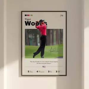 Tiger Woods Poster, Golf Legend Art print, Sports Memorabilia, Wall Decor, Golfer Gift, Athlete Portrait, home Decoration (NO FRAME)