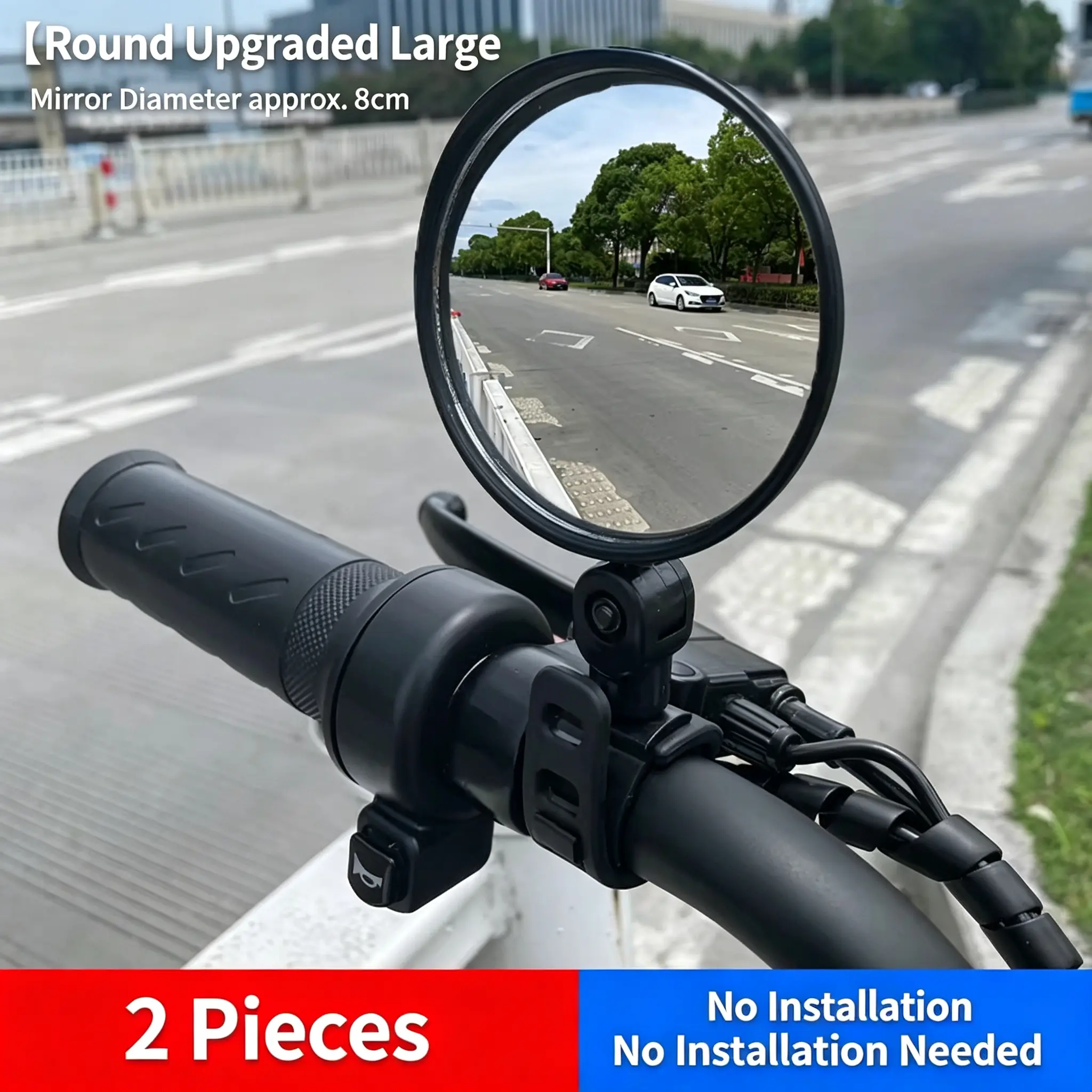 Black Adjustable Rear View Mirror for Bikes, Universal Rearview Mirror for Handlebars, Wide Angle Acrylic Convex Safety Mirrors for Adult Bikes/Kids/Road/Mountain Bike