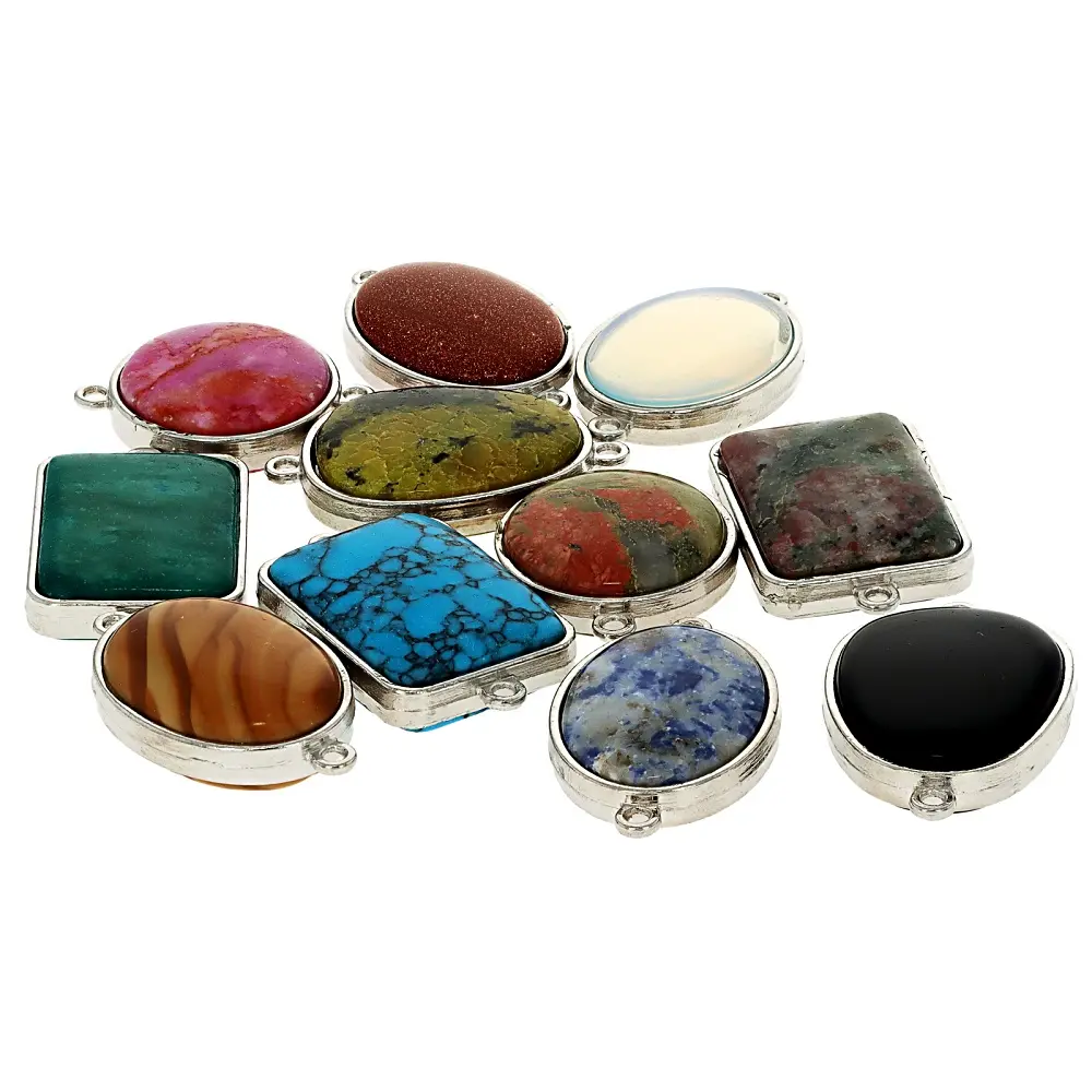 JTV Variety Multi-Stone Jewelry Connector Set - 11-Piece for DIY Beading & Crafting Projects