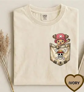 One Piece Chopper Pocket T-Shirt, Comfort Colors Vintage Wash Anime Shirt, Cute Treasure Chest Chopper, Gift for One Piece Fans