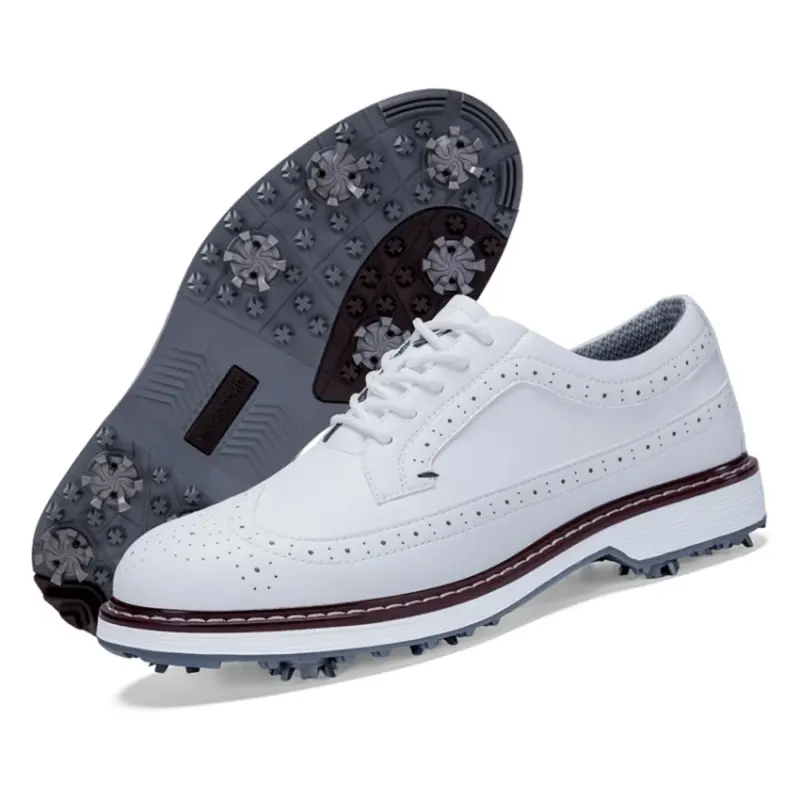Men's Anti-Slip Athletic Golf Shoes, Professional Waterproof Lightweight Comfort Lace-Up Sports Shoes, Ideal for Golf Training, All Seasons