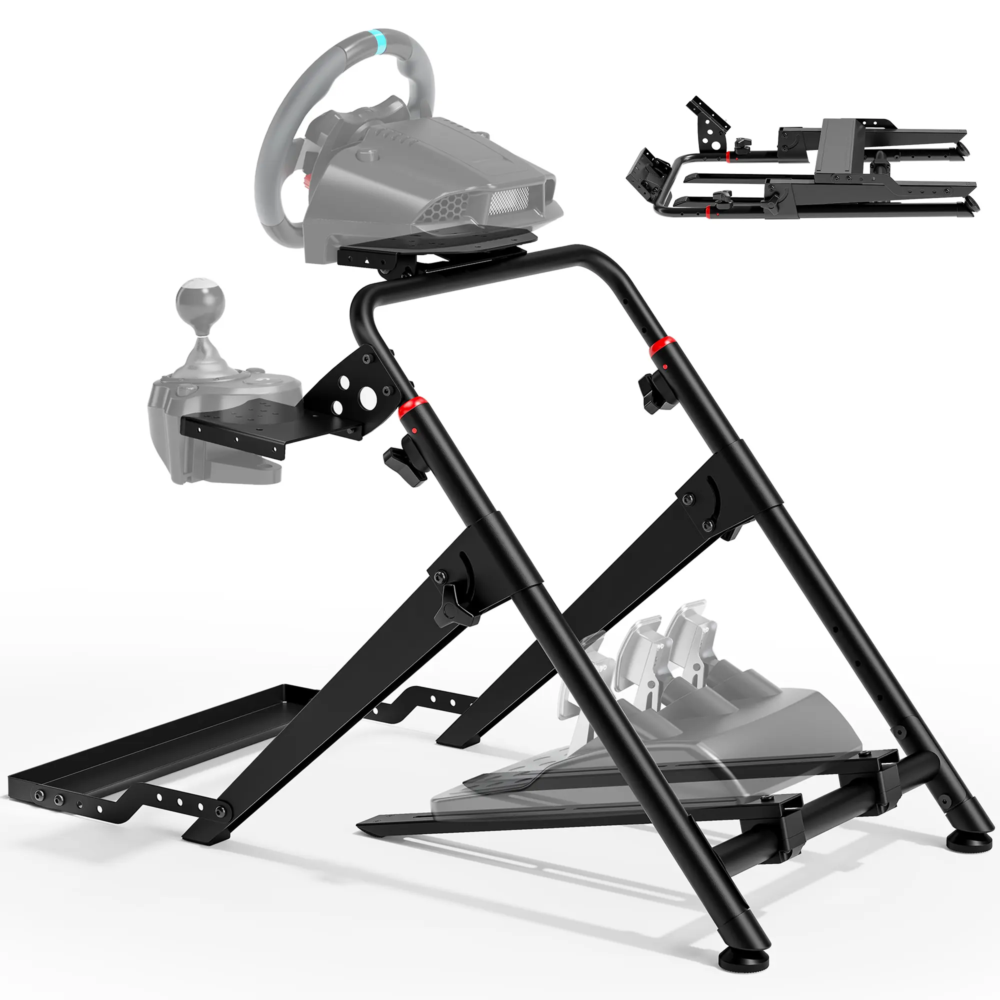ARES WING Adjustable Folding Sim Racing Wheel Stand - Gaming Accessories with Chair Fixing Slot, Compatible with Formula/GT Sim Cockpits, Fanatec, Thrustmaster, Logitech, Moza, PS5, PS4, Xbox, PC