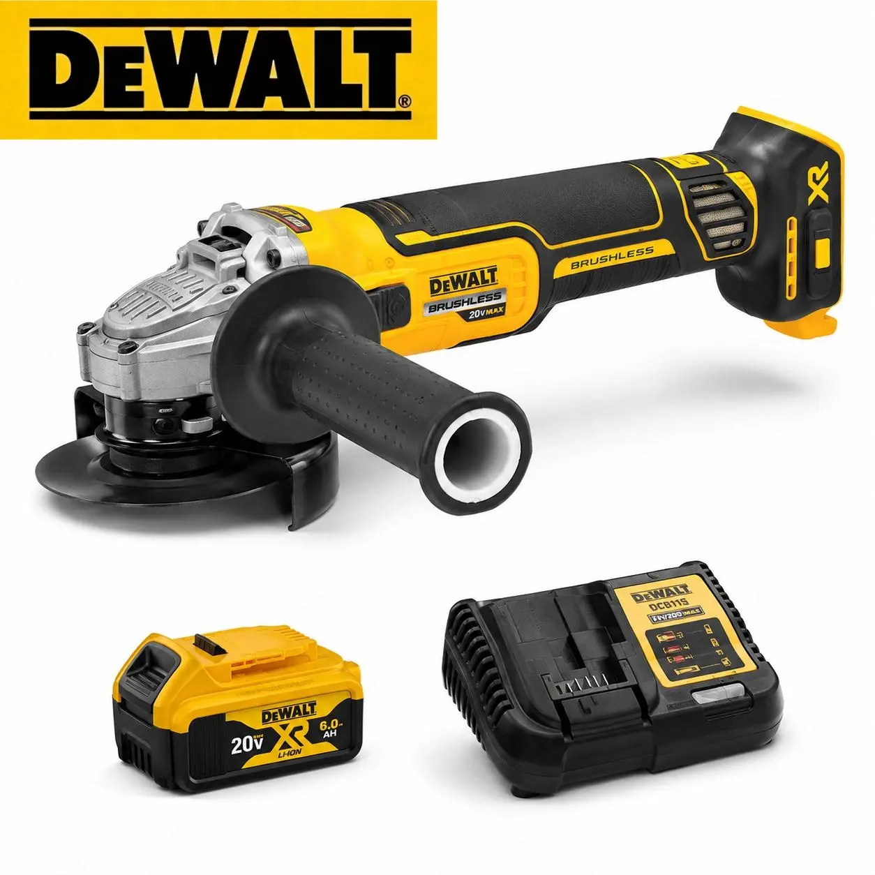 DEWALT 20V XR Brushless 125mm Cordless Angle Grinder Kit - Rechargeable Grinding & Cut-Off Tool with Charger for Metal Fabrication, Surface Preparation (Heavy-Duty Power Tool), Rechargeable Grinding Tool, Cordless Angle Grinders