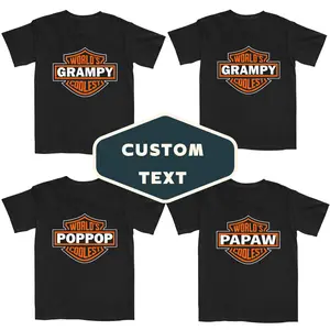 World's Coolest Grandpa Nickname Gift Motorcycle Dad Print Back Font Shirt, Father's Day Tee Birthday Gift from Grandkids Menswear Top