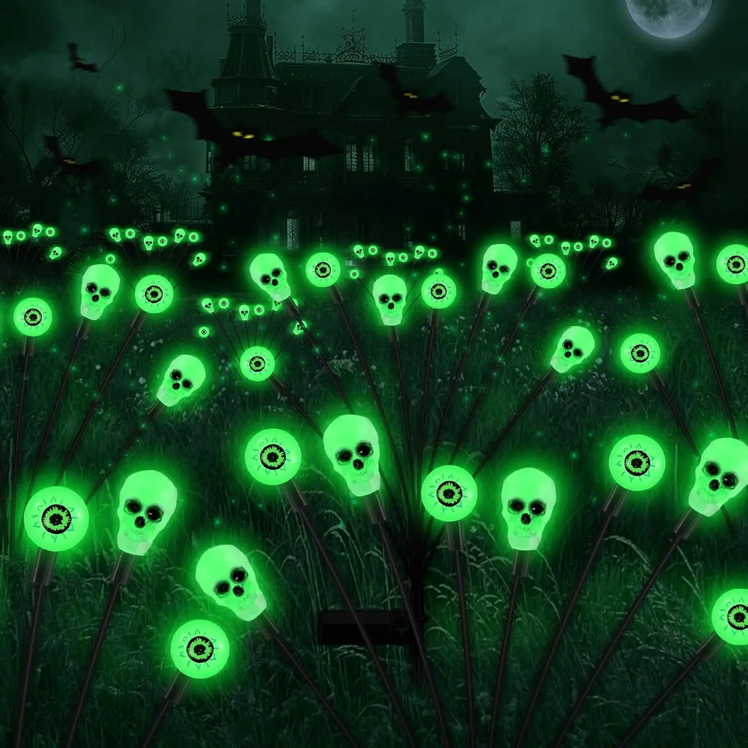 Halloween Decorations Outdoor, Scary Eyeball Lights,4PACKS 32LED,IP65 Waterproof,Halloween Decor for Garden/Yard/Patio/Lawn/Pathway(Green)