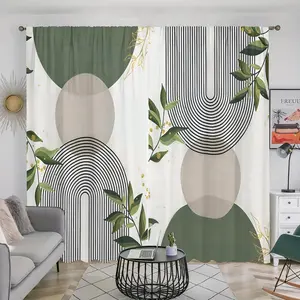 Geometric Pattern Curtain, 2 Counts Modern Simple Curtain, Home Decorative Curtain for Living Room Bedroom Study Room, Home Decor