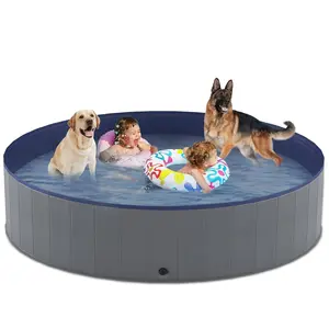 Foldable Dog Pool — Collapsible Hard Plastic Pet Bath Tub for Dogs & Cats, Portable Indoor & Outdoor Wading Pool