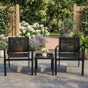 3 Piece Cast Aluminum Bistro Set All Weather Outdoor Patio Bistro Table and Chairs Set Rust Resistant Foldable Conversation Dining Furniture for Garden Backyard Balcony Porch Poolside