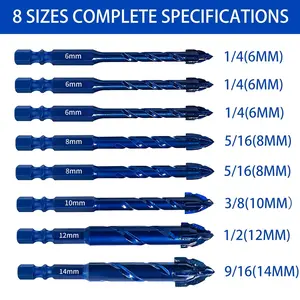 8Pcs Upgraded Serrated Masonry Drill Bit Set 6mm 8mm 10mm 12mm 14mm for Concrete Tile Glass Metal Brick Ceramic Plastic Wood