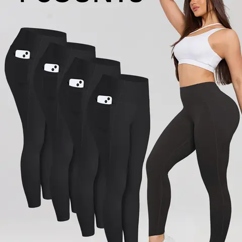 Women's Solid High-Waist, Comfy Breathable Fitness Yoga Pants for All-Season Gym & Fitness Fitness Wear