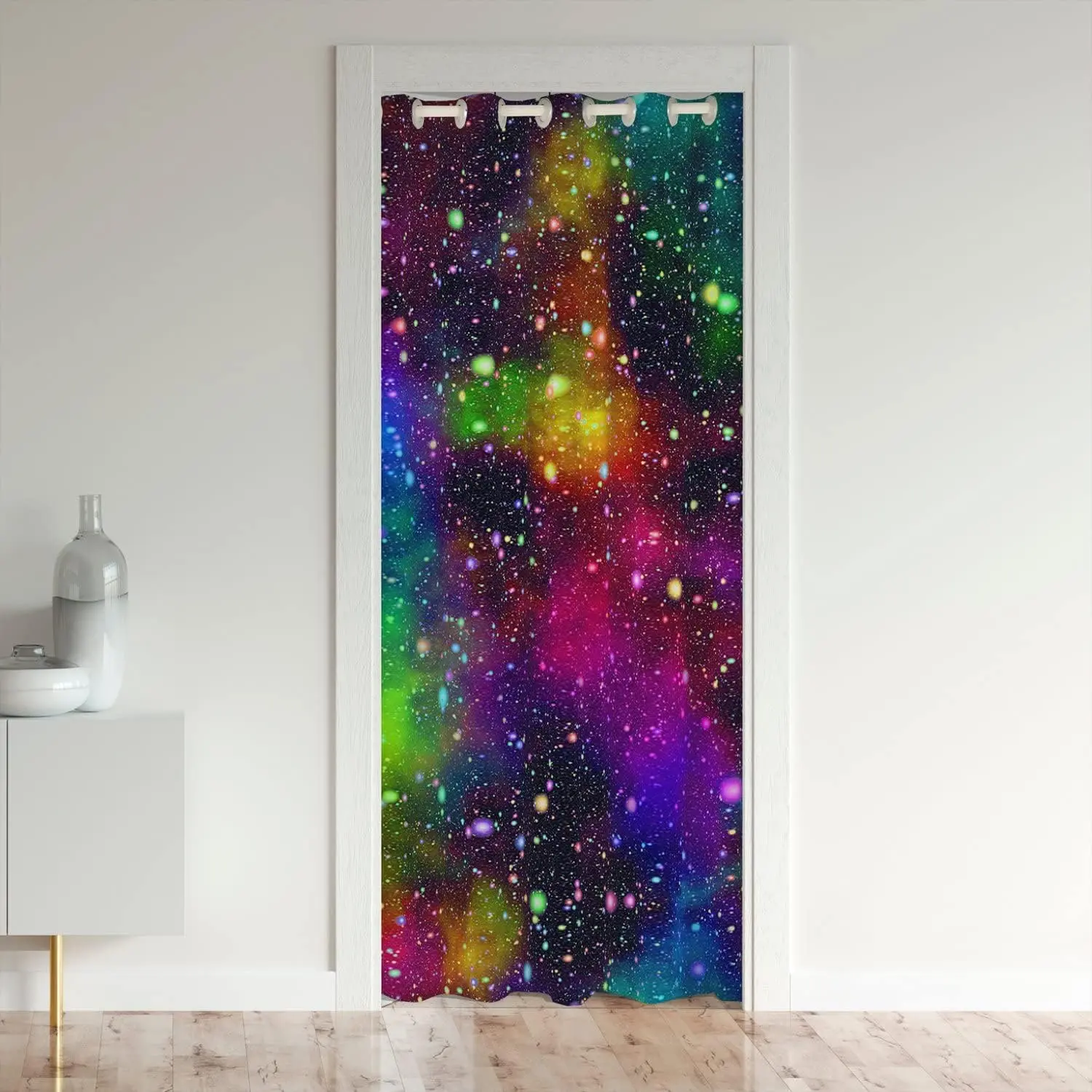 Feelyou Galaxy Privacy Grommet Door Curtain - 30%-50% Blackout, Thermal Insulated, Heat Blocking, Home Decoration, Room Decor, 34x80in 1 Panel, Home Decoration Curtain, Privacy Grommet Curtains