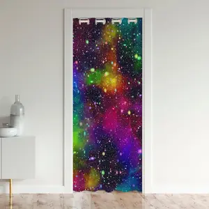 Galaxy Privacy Heat Blocking 30%-50% Blackout Thermal Insulated Door Curtain,Outer Space Door Curtain,Darkening Curtain,34x80 (Inch) 1 Panel