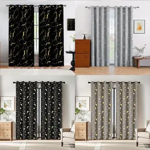 2 pieces of semi-opaque luxury embossed marble curtains with perforations, suitable for living rooms, bedrooms, kitchens, bathrooms, and home decor