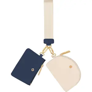 Wallet, Detachable Dual Pouch Wristlet Wallets for Women Men, Portable Mini Zip Around Small Wallet  Purse