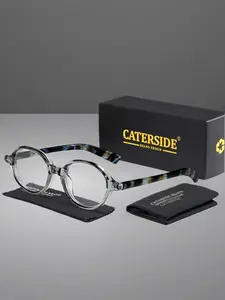 CATERSIDE One Pair With Packaging Classic Elegant Ellipse Plain Glasses Thick Frame CP Temple Tips TR90 Suitable for Travel, Beach, Driving, Cycling, Music Festivals, and Seaside Weddings