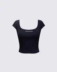 Levi Black Slogan Scoop Neck Tee