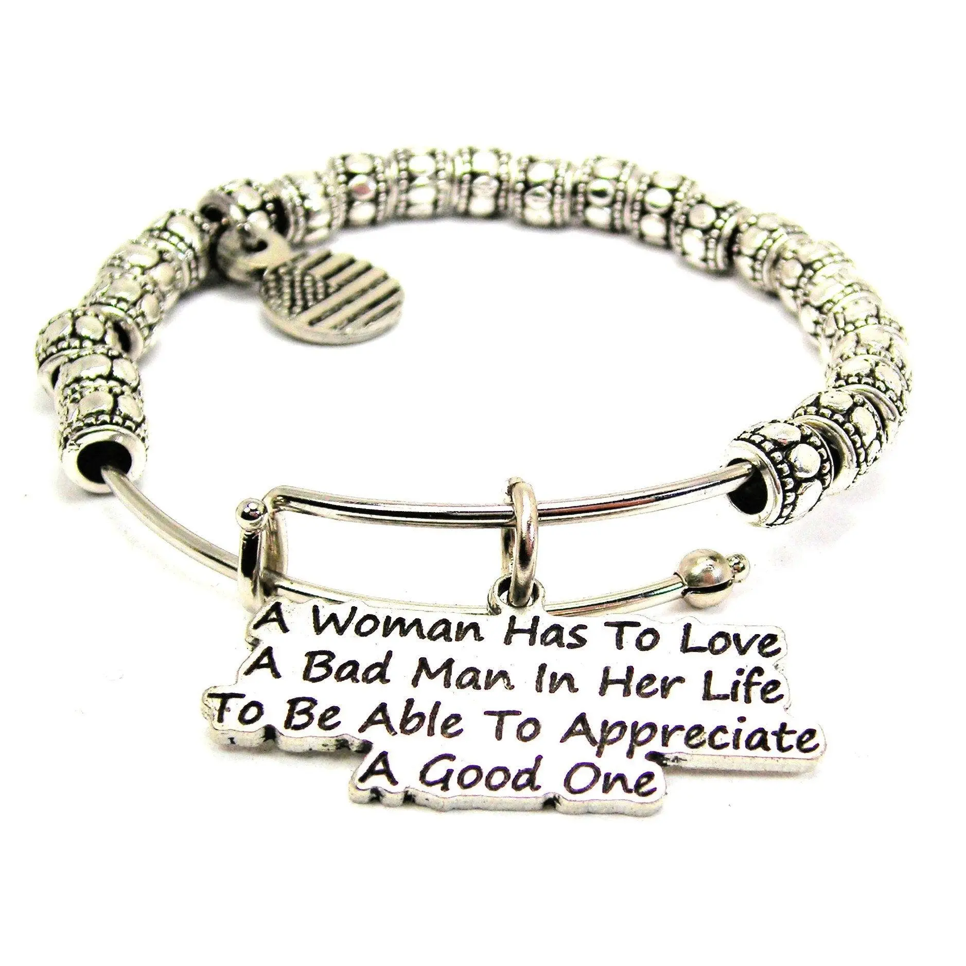 A Woman Has To Love A Bad Man  Metal Beaded Bracelet