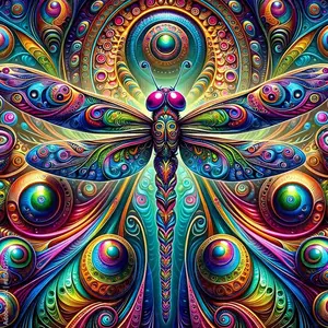 5D DIY Dragonfly Diamond Painting Kit, Full Drill Round Diamond Art, Insect Themed Canvas, Home Wall Decor, Craft for Adults, 1pc