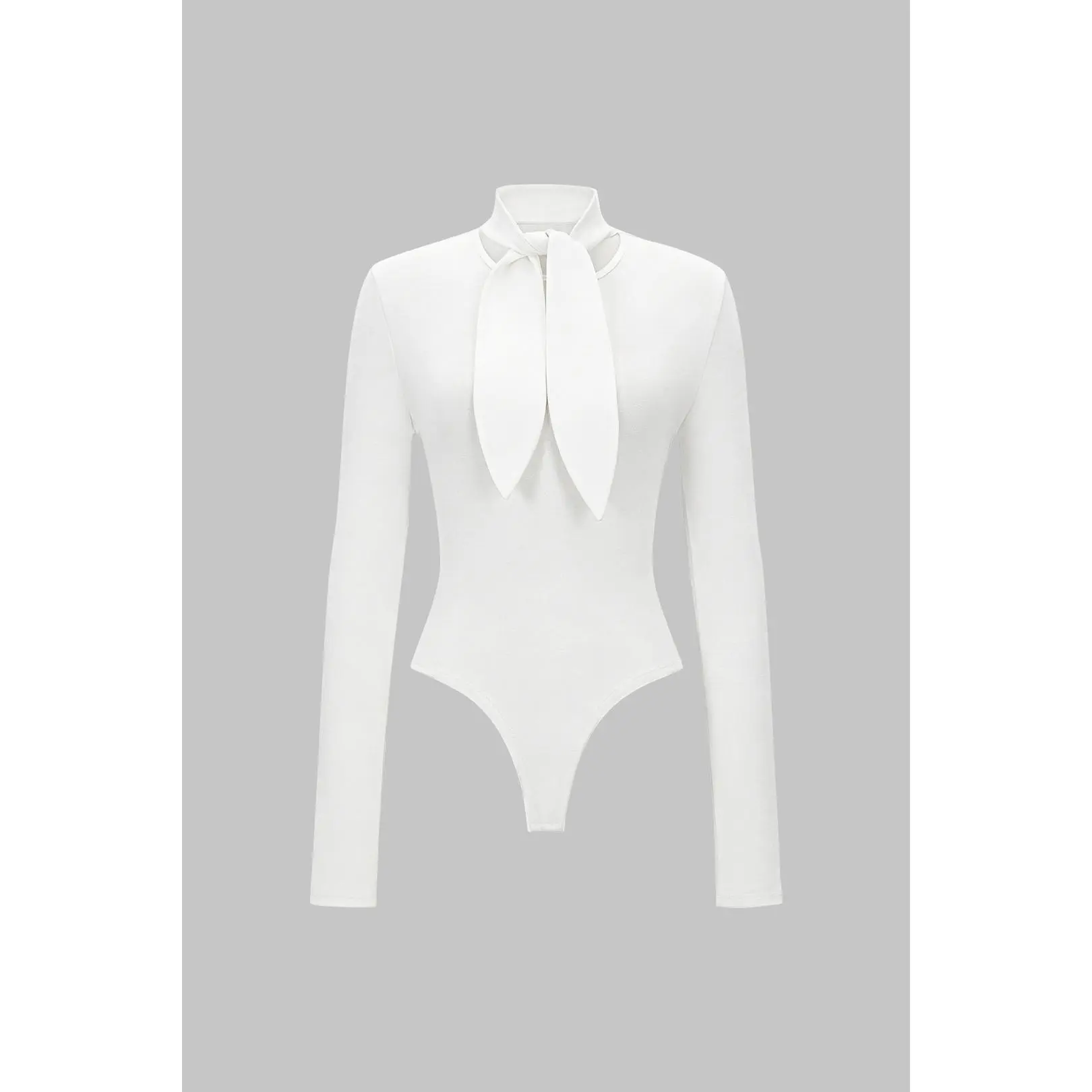 Round Neck Tie Front Long-Sleeve Bodysuit