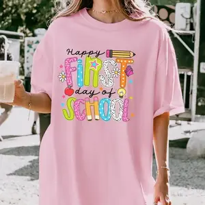 Preppy Happy First Day Of School Shirt, School Teacher Life Tshirt, 1st Day Of School Shirt, Teacher Appreciation Gift, Back To School Tee