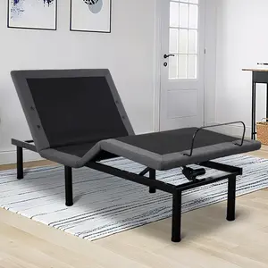 Twin XL Electric Adjustable Bed Base Frame,Head and Foot Incline,Ergonomic Full Size Bed Frame with 2 USB Ports & LED Nightlight,Massage & Wireless Remote,Quiet Motor,Black