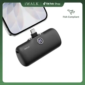 iWALK Wireless Power Bank - 20W Fast Charging, 4800mAh Rechargeable Battery Power Bank, Compact Mobile Accessory with Digital Display, USB-C Port In Charging for iPhone 17/16/15 Series & Android (Travel, Outdoor Use) summerwins,summerwins