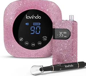 Lavinda Pink Bling Bundle – 54W Cordless Nail Lamp + 35,000 RPM Nail Drill with Pink Diamond