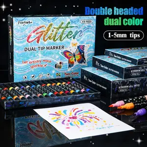 12/24/36/48 Dual-Ended Glitter Markers Set, Creative Hand-Drawn Style, Shimmer Pearl Effect, Smooth Coloring, DIY Painting Graffiti Decor, Art Drawing Supplies