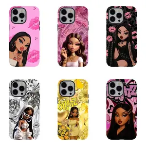 Y2K Gothic B-Bratz Phone Case|Leopard Print Pink Lip Aesthetic Protective Cover For iPhone