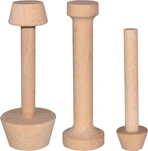 3Pcs Wooden Tart Tamper Set, Double Side Pie Pastry Dough Tamper, Egg Tart Pan Mold DIY Cake Pastry Baking Tool for Mini Egg Tart, Cheesecakes, Pasta and Dessert Baking