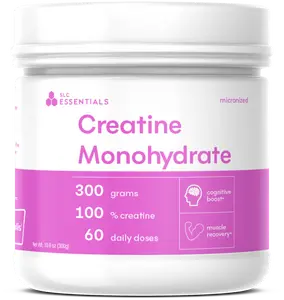 SLC Essentials Creatine Monohydrate Powder 300g | 100% Pure Micronized | German-Made | Unflavored | Supports Muscle Strength & Recovery | 60 Daily Doses