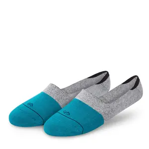 Colorful Cotton Socks: DS Unisex Invisibles (Teal Blue/Light Grey)