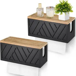 Set of 2 Paper Towel Dispenser Wall Mount, Paper Towel Holder Wall Mounted with Lid, Solid  Commercial C-Fold, Z-Fold, Trifold Hand Paper Towel Holder Hand Towel Holder for Bathroom Kitchen Decor