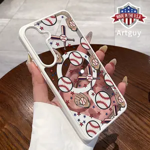 Magnetic Phone Case for Samsung Galaxy S26 S23 Ultra S24 Plus S25 Edge S22+ FE Baseball design Pattern TPU Shockproof Anti-Scratch Durable Stylish Smartphone Cover