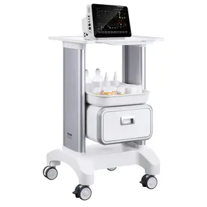 VEVOR 2 Tiers Lab Carts,  Lab Utility Cart with 1 Drawer & 1 Top Tray, Mobile Medical Cart with ABS Material, Lab Rolling Cart with 4 Silent Wheels for Lab, Clinic, Hospital, Salon, White