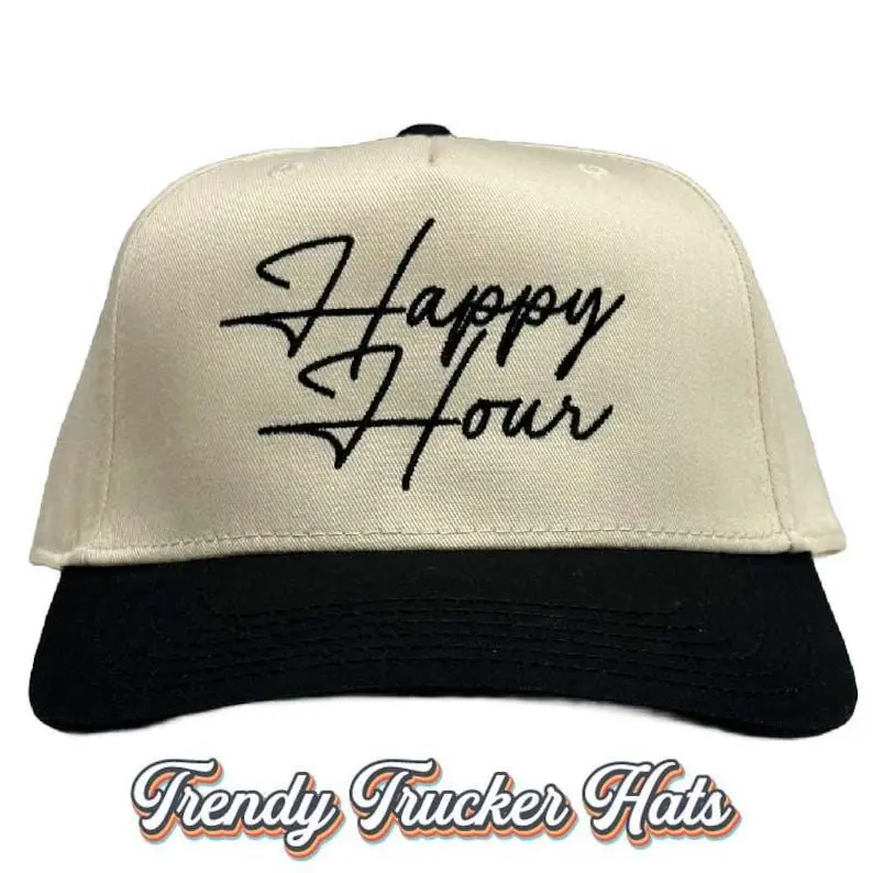 Embroidered Happy Hour Snapback Hat: Custom Drinking Cap