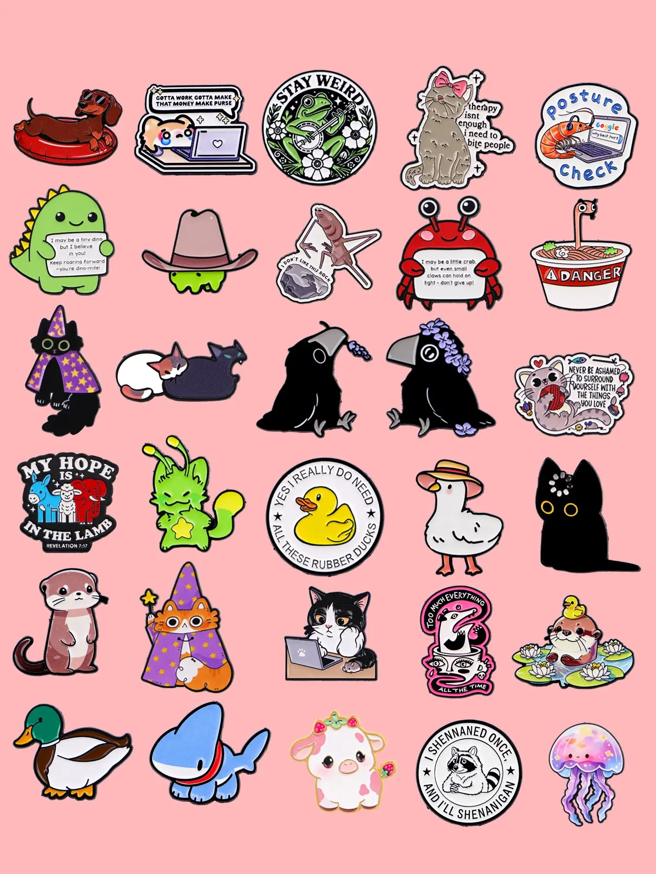 30pcs/set Animal Series Cute Enamel Pins Charms, Alloy Brooch Pin, Cartoon Cat and Dog Backpack Hat Decor, Perfect Gift for Friends, All Seasons Accessory