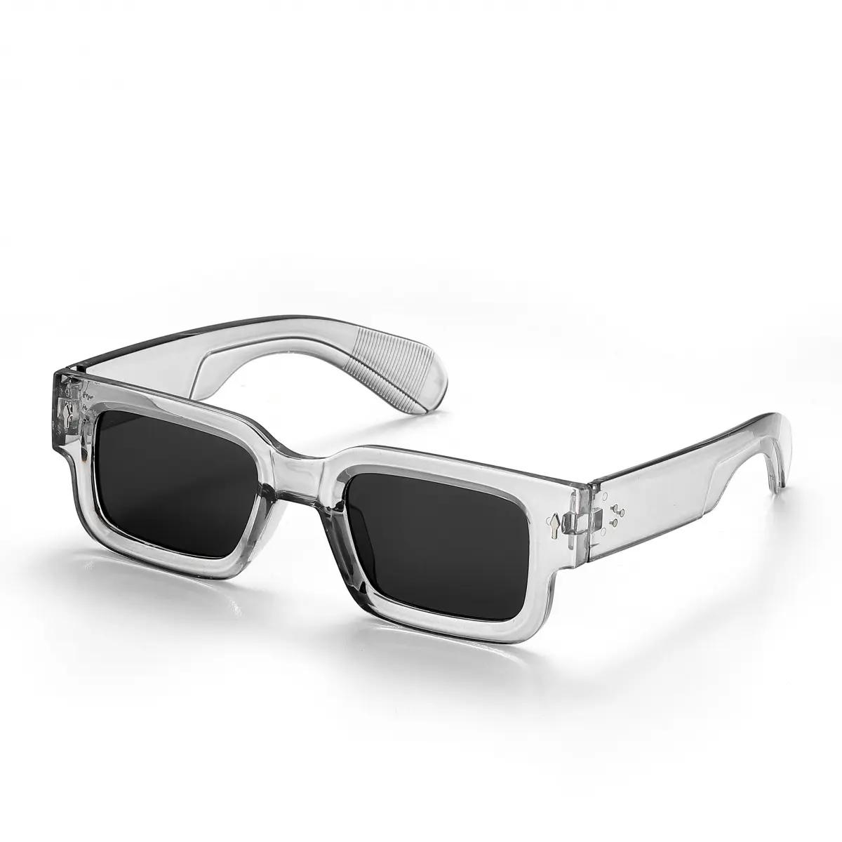 2-Pack Retro Narrow Square Sunglasses For Men And Women, Y2K Trendy Eyewear With UV400 Protection, Classic Solid And Transparent Frame Options, Fashion Shades Suitable For Street Style, Beach Vacation, Travel And Daily Outdoor Wear
