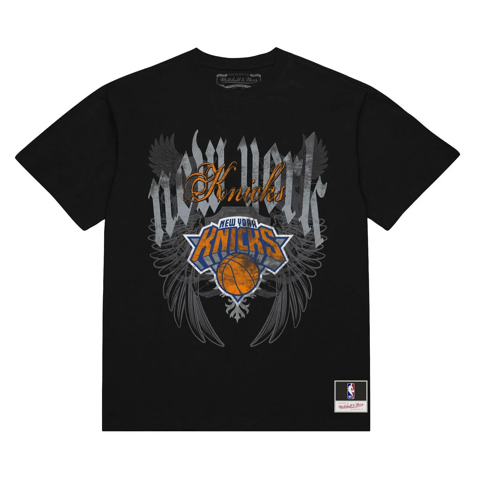 New York Knicks Black Old English Classic T-Shirt NBA Throwback Tee Graphic Vintage Fan Gear Mitchell & Ness