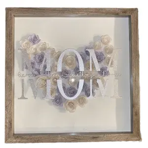 Flower Heart Shadowbox for Mom, Mother's Day Gift, Personalized Roses Shadow Box, Gift for Her, Birthday Gift