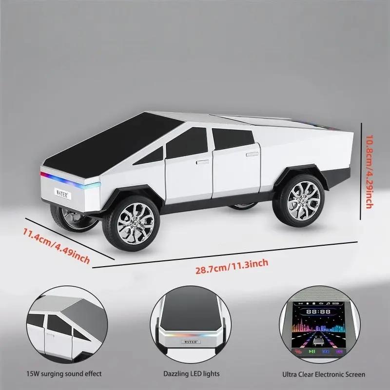Multifunctional Pickup Truck Model Bluetooth Speaker Rechargeable with USB TF Card AUX FM Radio TWS Pairing for Indoor Outdoor Party Birthday Gift Stereo Cybertruck Portable Audio Connection Smartphone Wireless Classic Car Style Design Vintage